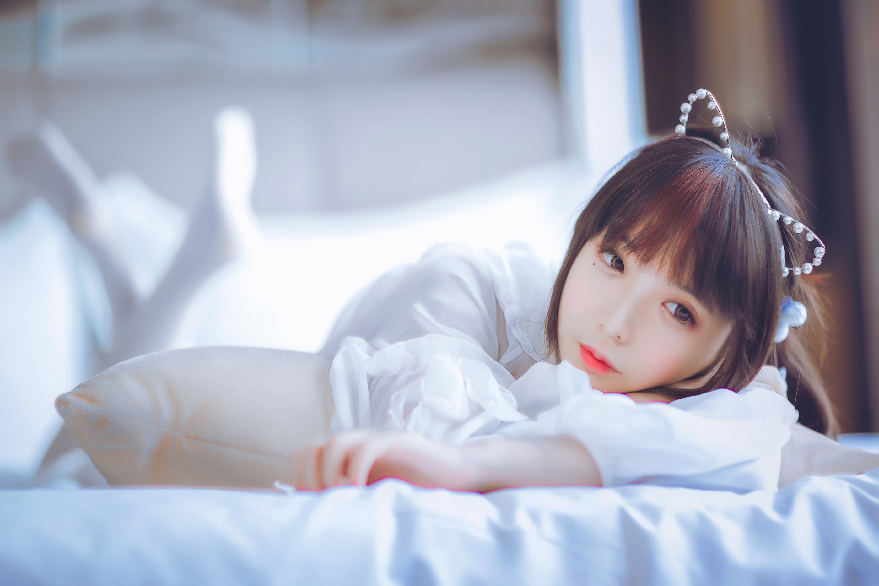 图片[1]-疯猫ss – NO.002 白色睡衣 [24P]-XikXak